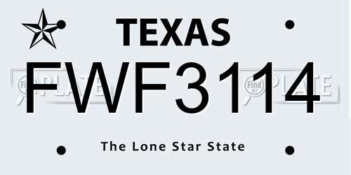FWF3114 Texas License Plate