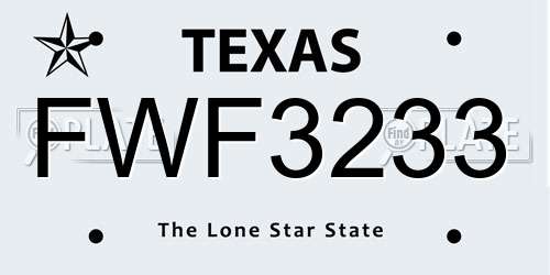 FWF3233 Texas License Plate
