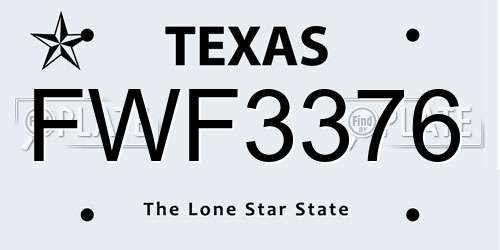 FWF3376 Texas License Plate
