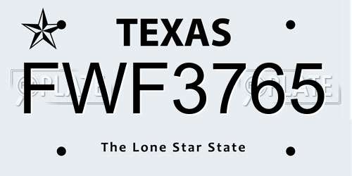 FWF3765 Texas License Plate