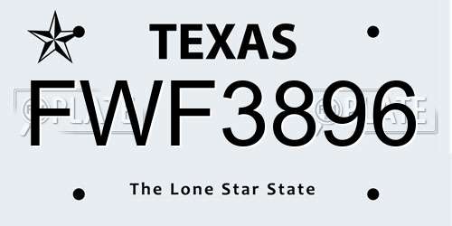 FWF3896 Texas License Plate