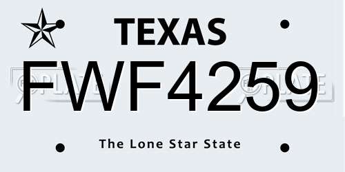 FWF4259 Texas License Plate