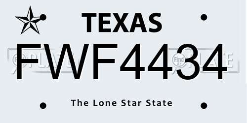 FWF4434 Texas License Plate
