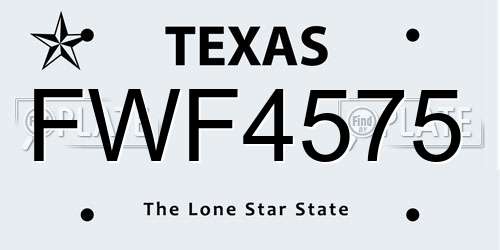 FWF4575 Texas License Plate