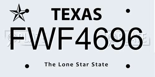 FWF4696 Texas License Plate
