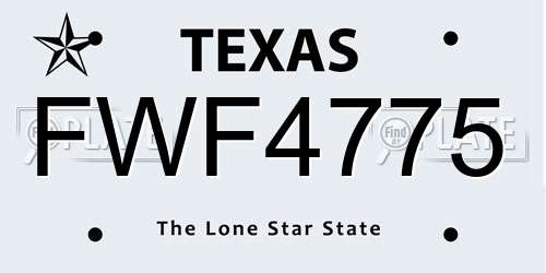 FWF4775 Texas License Plate