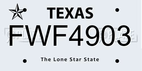 FWF4903 Texas License Plate