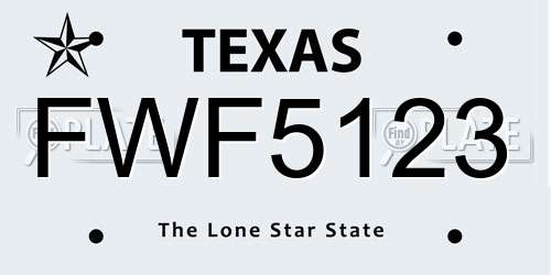 FWF5123 Texas License Plate