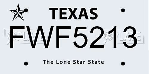 FWF5213 Texas License Plate