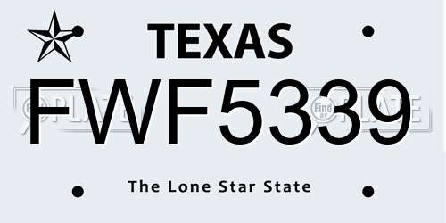 FWF5339 Texas License Plate