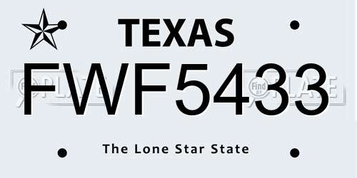 FWF5433 Texas License Plate
