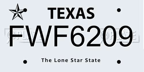 FWF6209 Texas License Plate