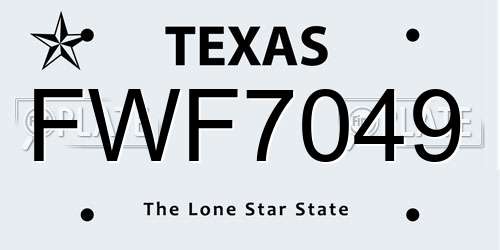 FWF7049 Texas License Plate