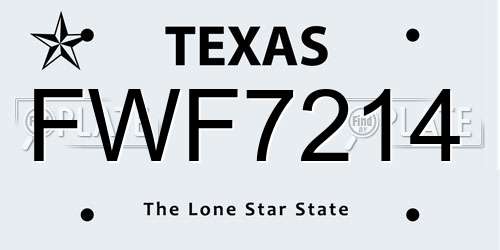 FWF7214 Texas License Plate