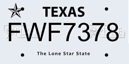 FWF7378 Texas License Plate