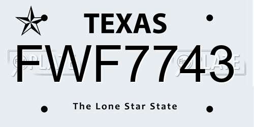 FWF7743 Texas License Plate