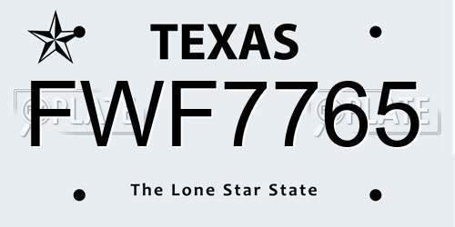 FWF7765 Texas License Plate