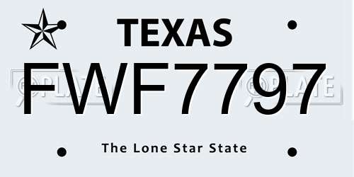FWF7797 Texas License Plate