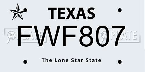 FWF807 Texas License Plate