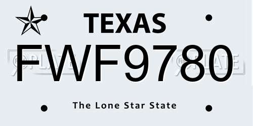 FWF9780 Texas License Plate