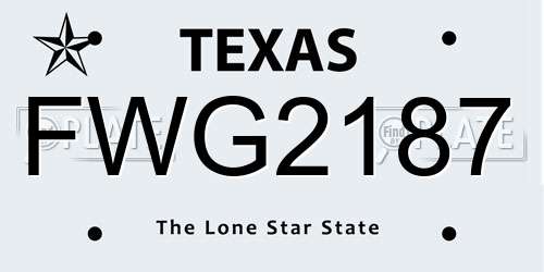 FWG2187 Texas License Plate