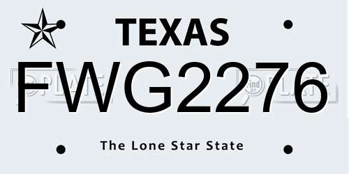 FWG2276 Texas License Plate