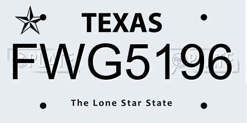 FWG5196 Texas License Plate