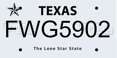 FWG5902 Texas License Plate