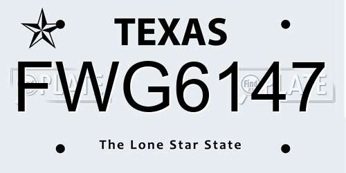 FWG6147 Texas License Plate