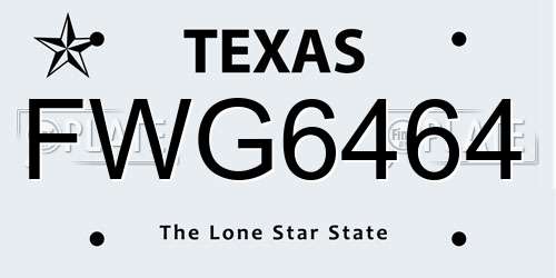 FWG6464 Texas License Plate
