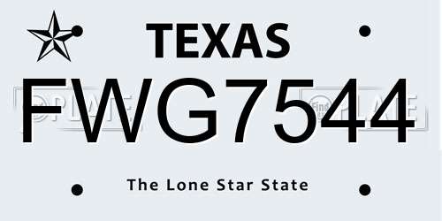 FWG7544 Texas License Plate