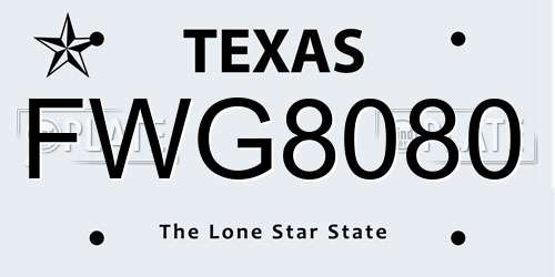 FWG8080 Texas License Plate