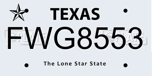 FWG8553 Texas License Plate