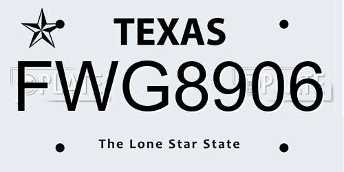 FWG8906 Texas License Plate