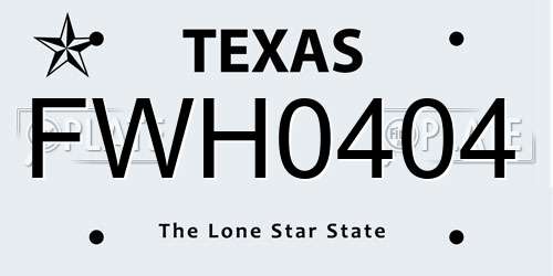 FWH0404 Texas License Plate