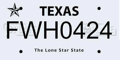 FWH0424 Texas License Plate
