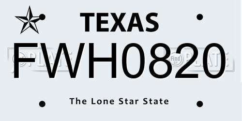 FWH0820 Texas License Plate