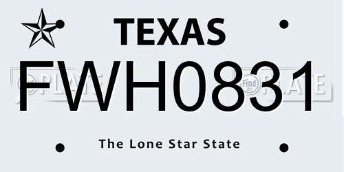FWH0831 Texas License Plate