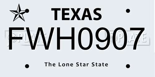 FWH0907 Texas License Plate