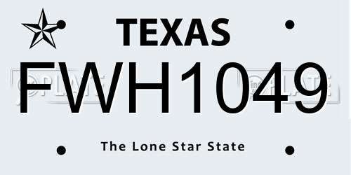 FWH1049 Texas License Plate