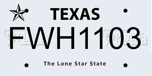 FWH1103 Texas License Plate