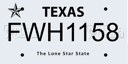 FWH1158 Texas License Plate