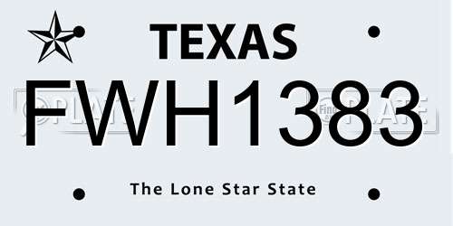 FWH1383 Texas License Plate