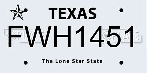 FWH1451 Texas License Plate