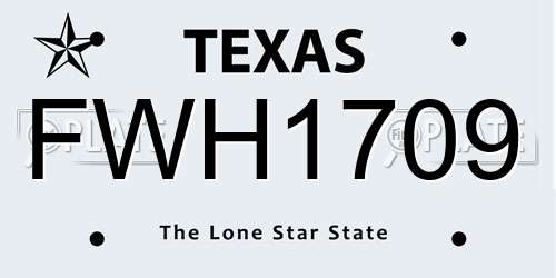 FWH1709 Texas License Plate