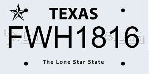 FWH1816 Texas License Plate