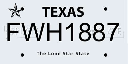 FWH1887 Texas License Plate