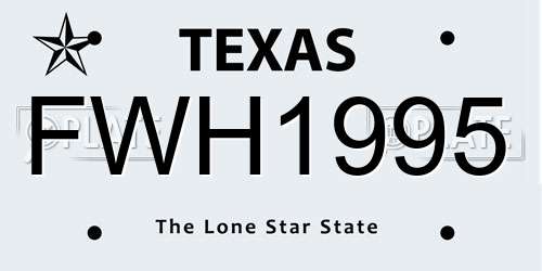 FWH1995 Texas License Plate