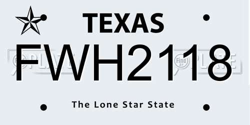 FWH2118 Texas License Plate