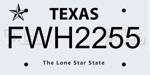 FWH2255 Texas License Plate
